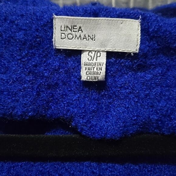 Y2K Wool Statement Sweater Jacket SzS/M Hooded Blue Mod Twee Glam Rock 60s 80s - Picture 4 of 16